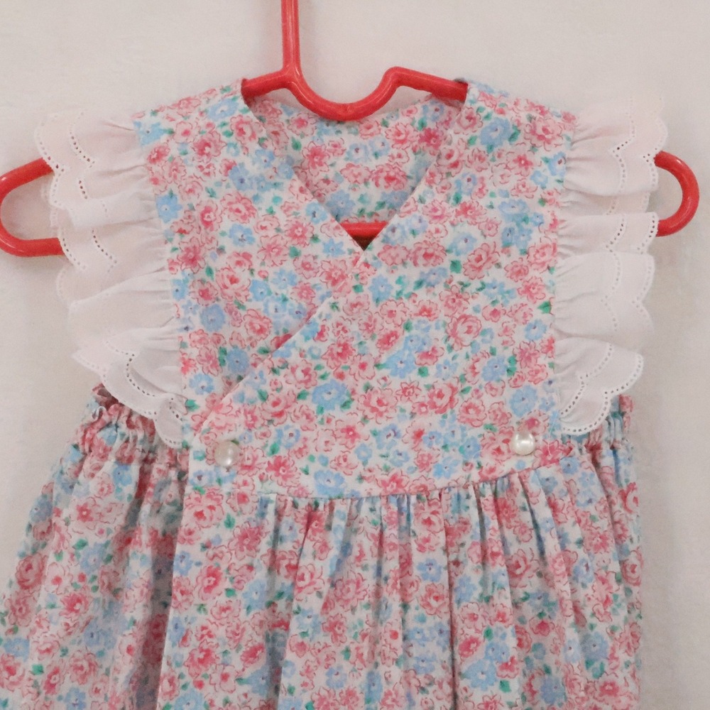 Vintage Plum Pudding Toddler Dress Girls Size 18M Floral Lace Easter Cottage USA - Picture 3 of 9